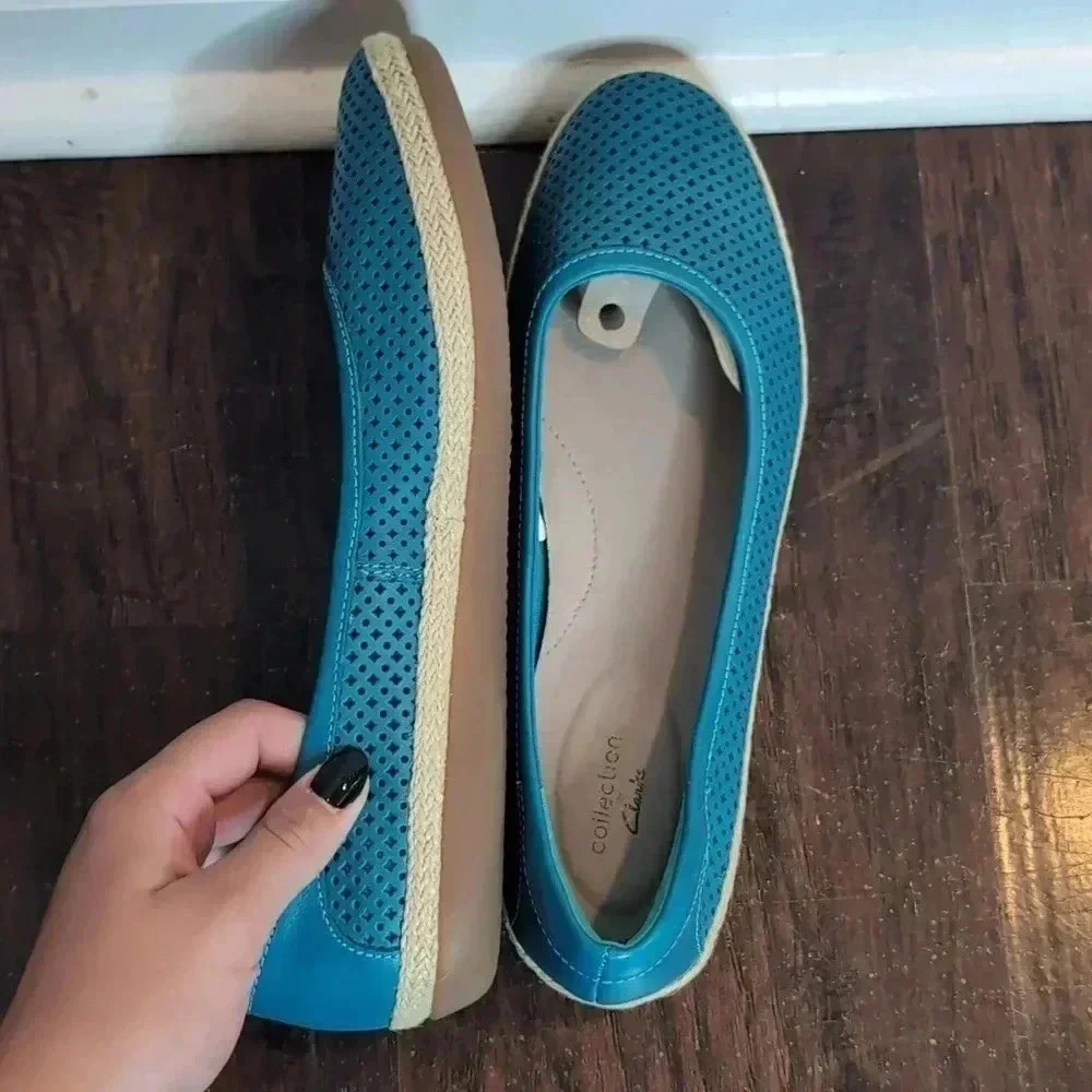 Clarks Collection Leather Espadrilles Danelly Adira Flats Turquoise